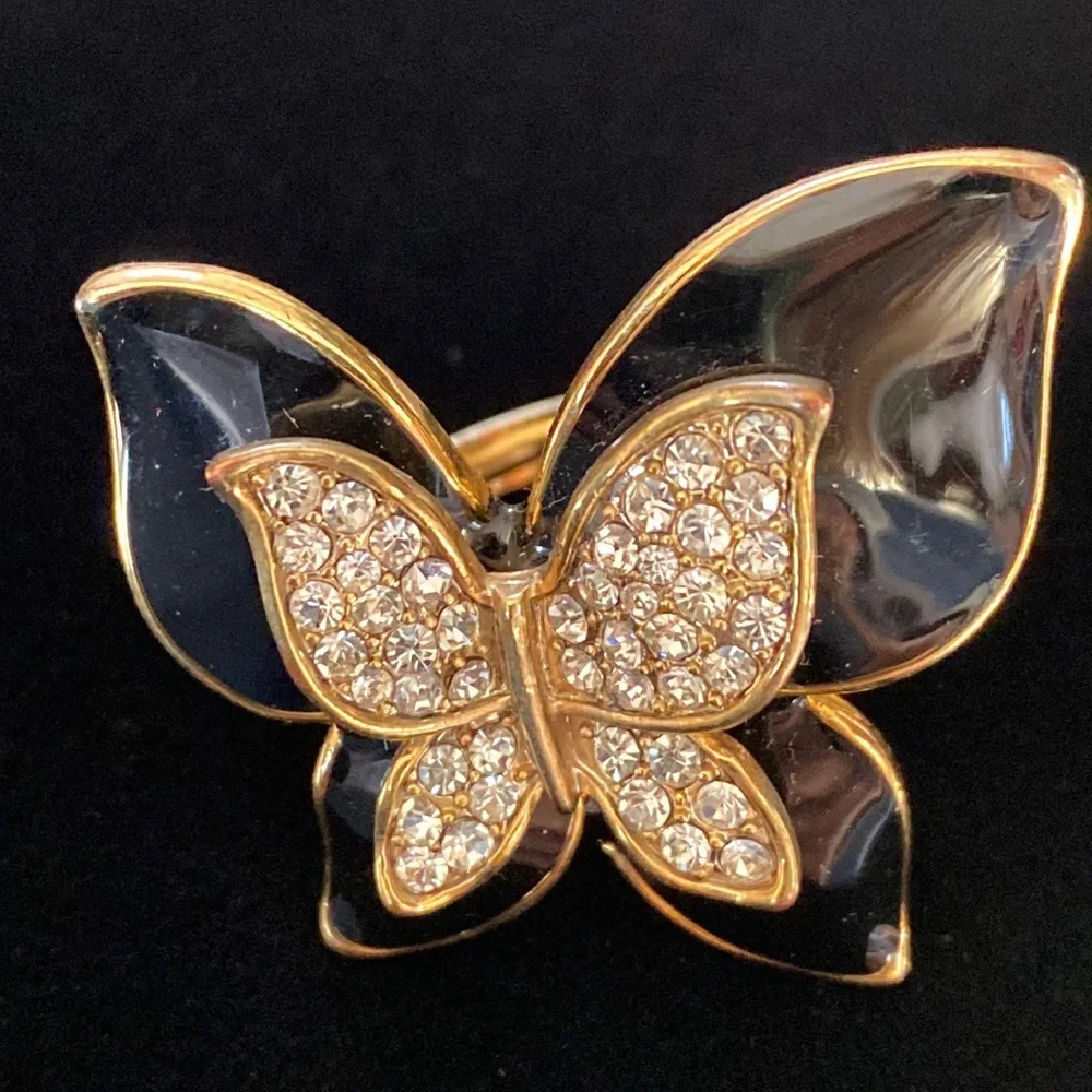 Spring Street Rhinestone & Enamel Butterfly Ring - Picture 1 of 6